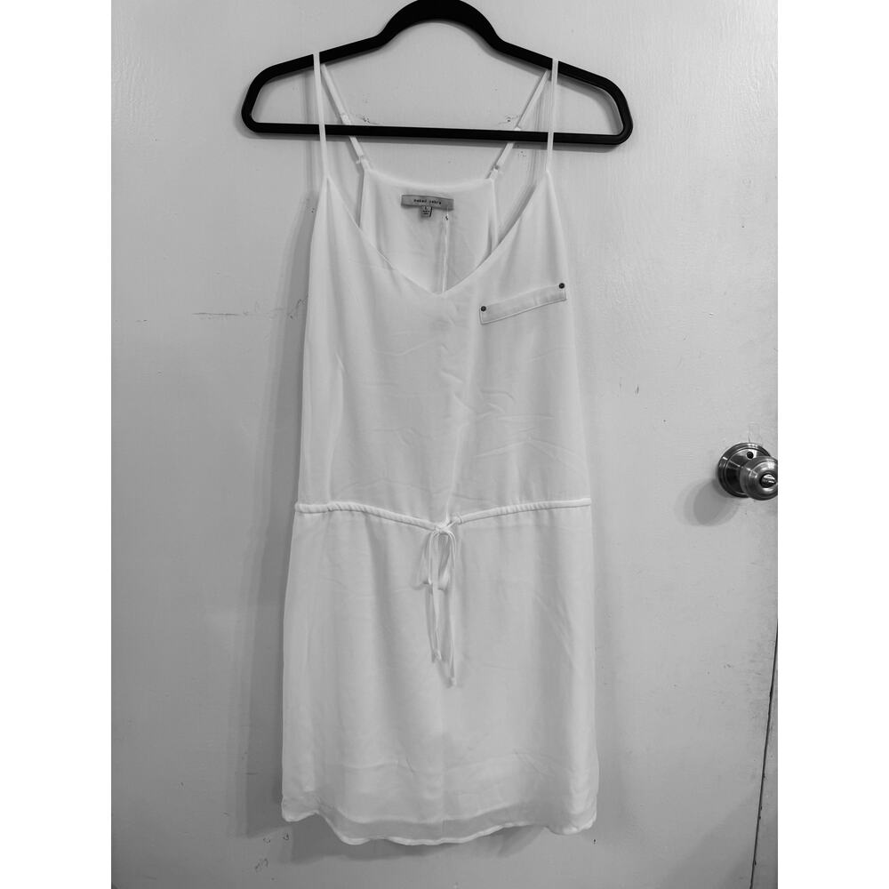 Naked Zebra White Mini Slip Dress with Drawstring Waist